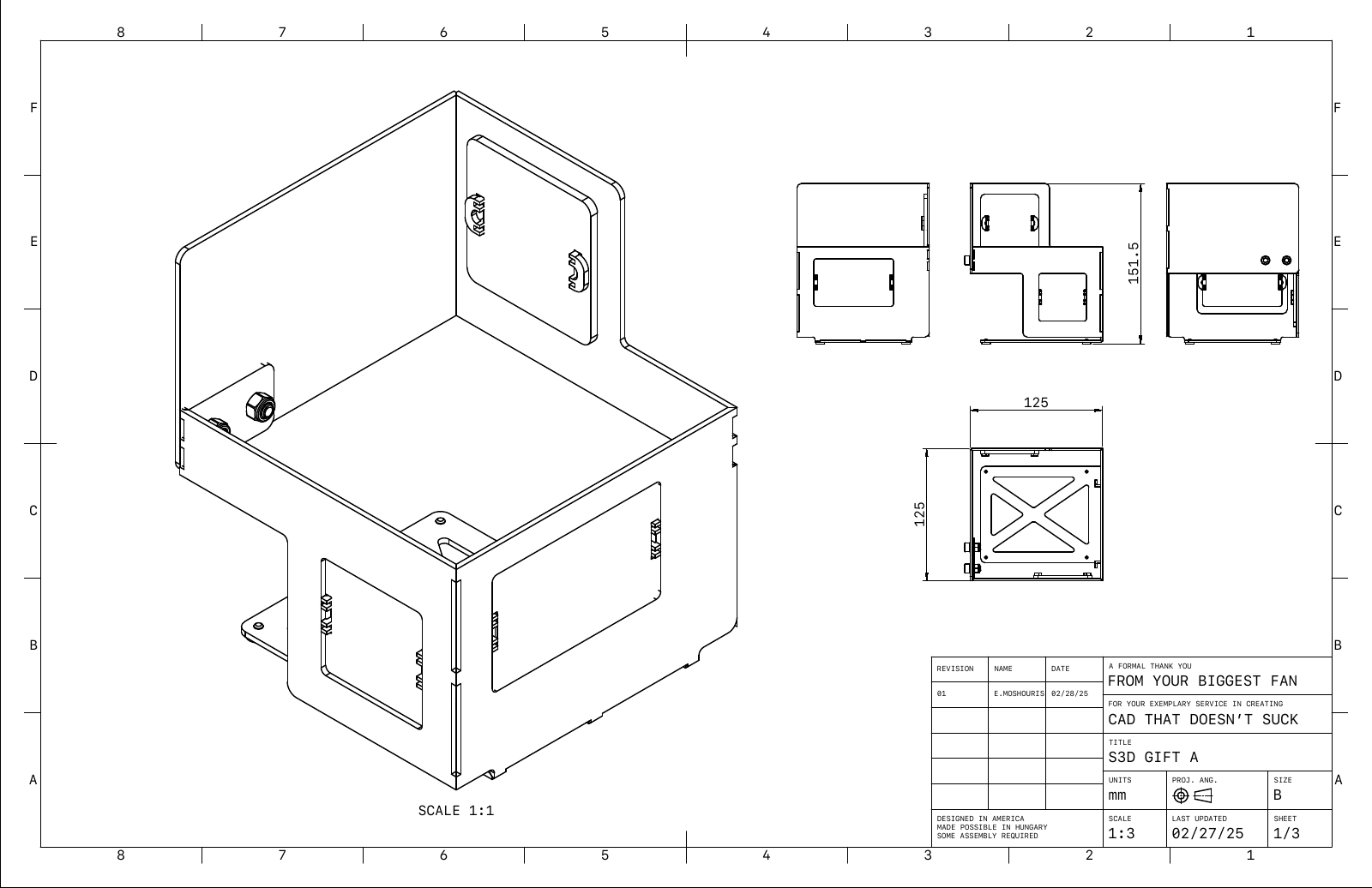 shapr3d sculpture assembly drawing, page 1 of the PDF